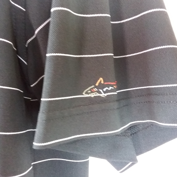 Greg Norman Golf Shirt Polo S/S Black White Stripe - Picture 3 of 6
